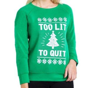 NWT Tipsy Elves Green Women's Too Lit Sweatshirt